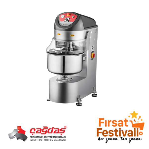 Çağdaş Makina Çağdaş Çift Devir 25 kg Spiral Hamur Yoğurma Makinesi 380V