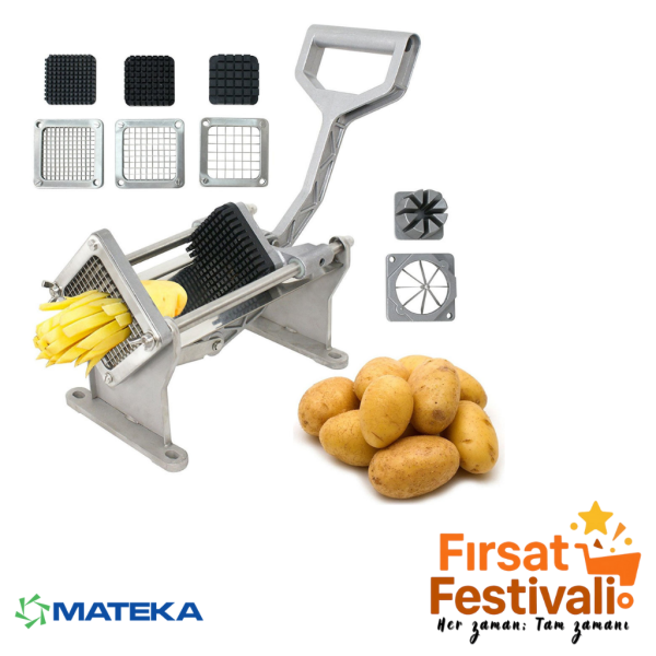 Mateka Kollu Patates Dilimleme Makinesi Vc1 (3 Farklı Bıçak Ve Elma Dilimleme Bıçağı Dahil)